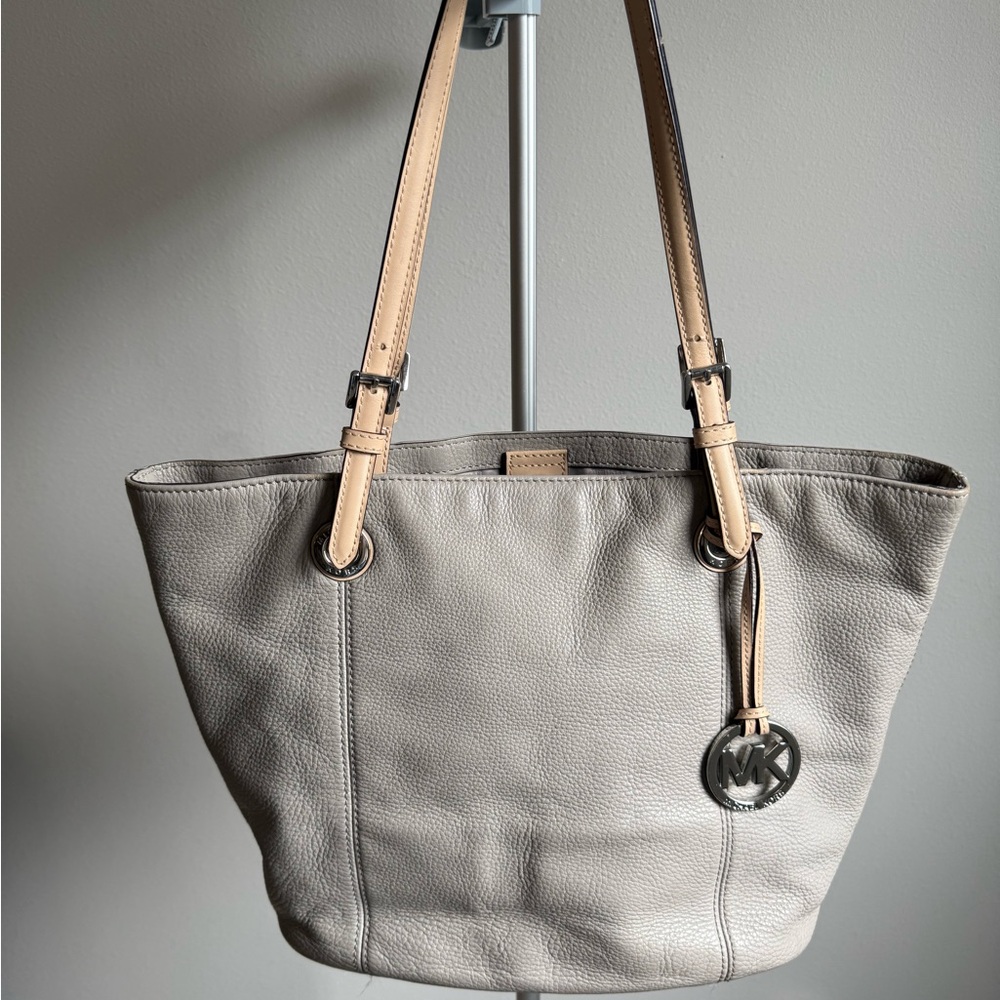 Michael Kors Gray Leather Tote Bag
